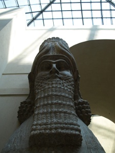 Staring Up at a Babylonian Door Guardian.JPG